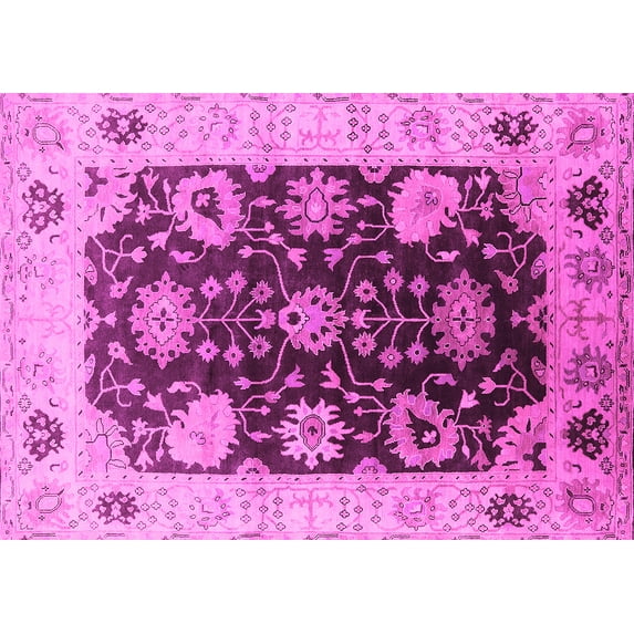 Ahgly Company Indoor Rectangle Oriental Pink Industrial Area Rugs, 5' x 8'