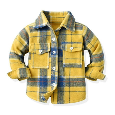 

ASEIDFNSA Toddler Coats for Boys 5T 4T Jacket Boys Toddler Boys Girls Shirt Coat Jacket Plaid Long Sleeve Kids Turn Collar Button Tops Outwear