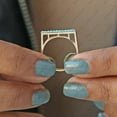 thumbnail image 3 of Round Turquoise Ring. Bar Ring, 925 Sterling Silver Engagement Ring, Half Eternity Ring Light Waight Jewelry., 3 of 5