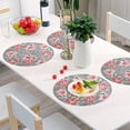 thumbnail image 4 of GZHJMY Round Braided Placemats Tribal Hawaii Flowers Round PVC Woven Place Mats Indoor Washable for Kitchen Dining Tables 15 inch Heat Resistant Round Table Mats, 4 of 5