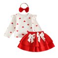 thumbnail image 4 of WhouRiu Baby Girls Casual Outfits Long Sleeve Ruffle Tees Bow Skirts And Headband Sets Cute Clothes, 4 of 9