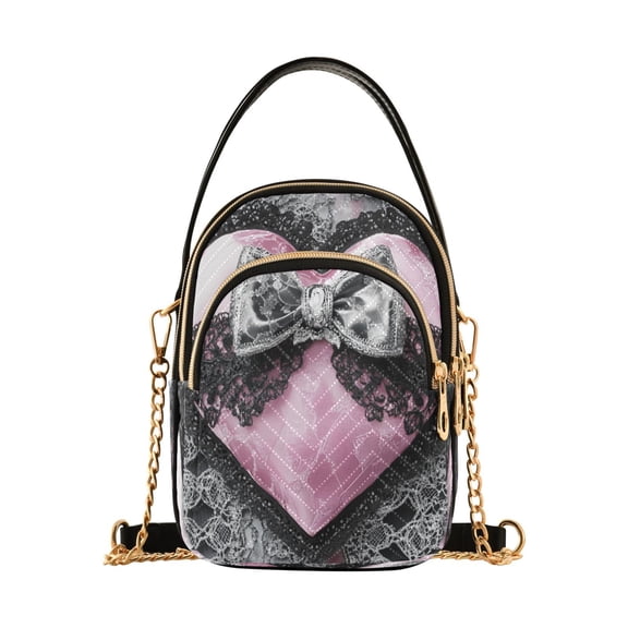 Cross Body Fashion Shoulder Waist Purse Bags Heart with Lace and Bow Pocket Handbags