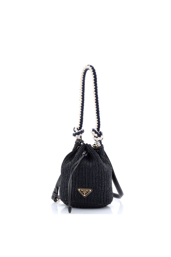 Pre-Owned Bucket Bag Crochet Raffia Mini By Rebag