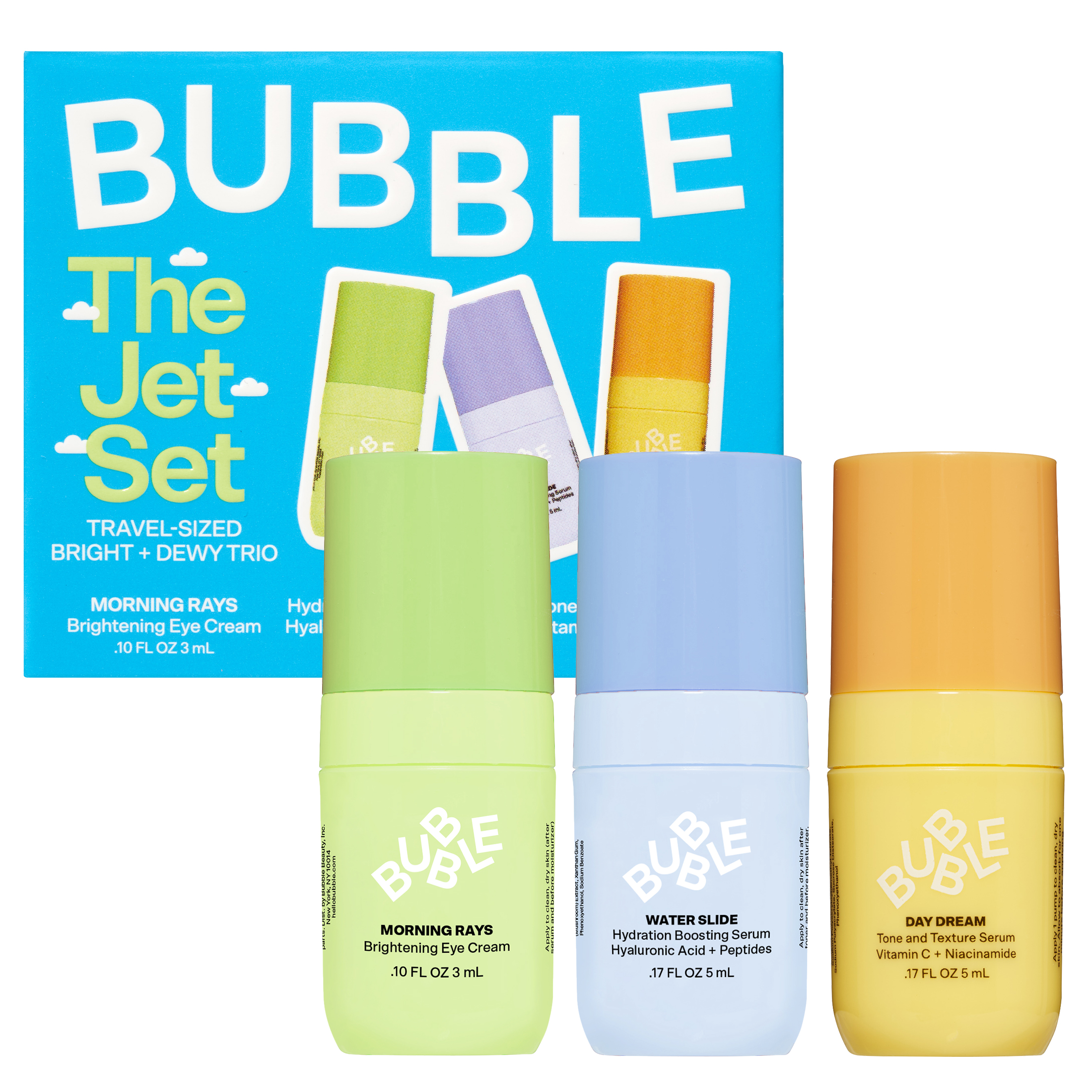 Bubble Skincare The Jet Set Trio Mini Serums Kit for All Skin Types, Travel & Trial, Gifting Set of 3