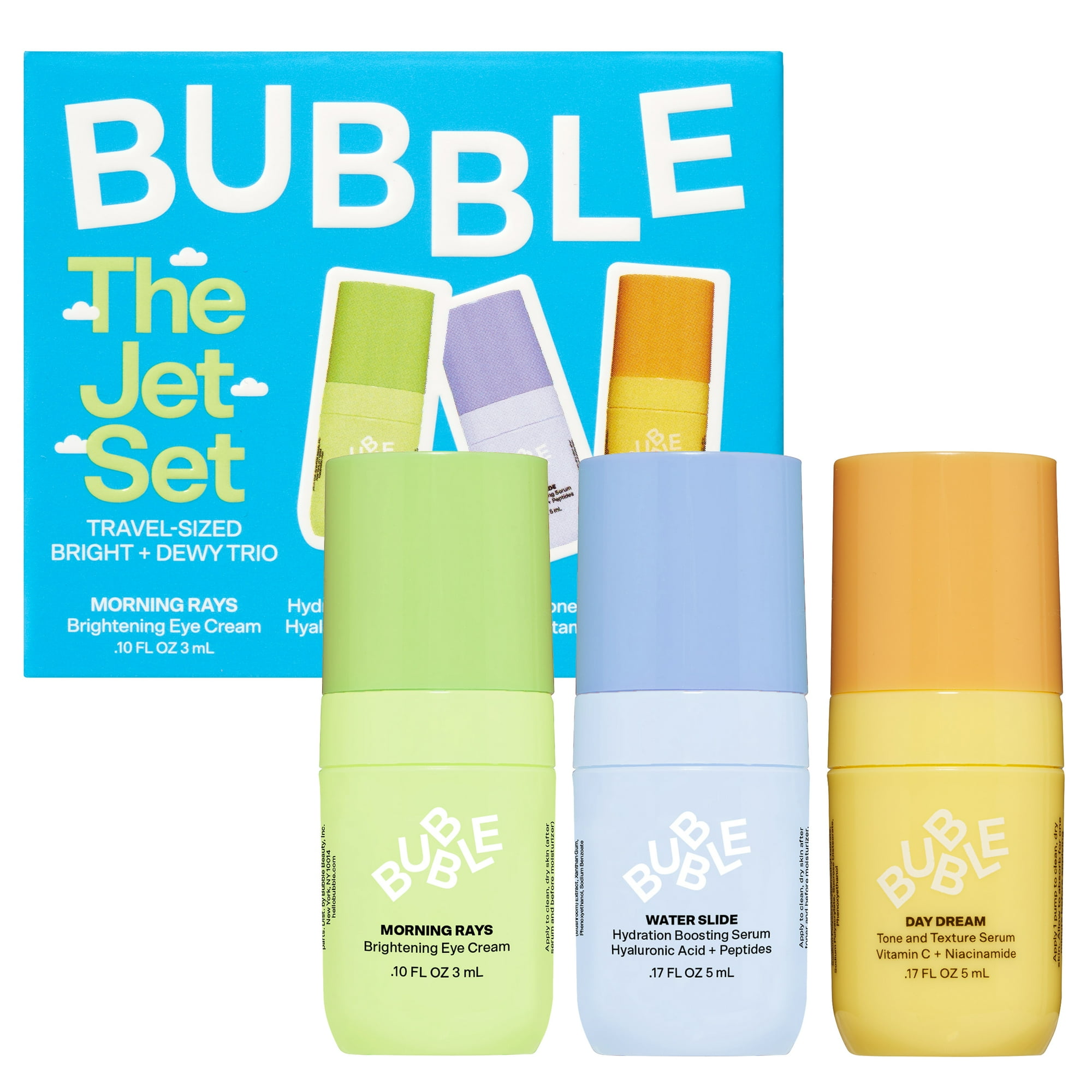 Bubble Skincare The Jet Set Trio Mini Serums Kit for All Skin Types, Travel & Trial, Gifting Set of 3