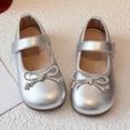 thumbnail image 5 of Gyujnb Toddler Girls Patent Bow Mary Jane Flats Adjustable Strap Non- Sole for School & Daily Wear,4-4.5 Years, 5 of 7