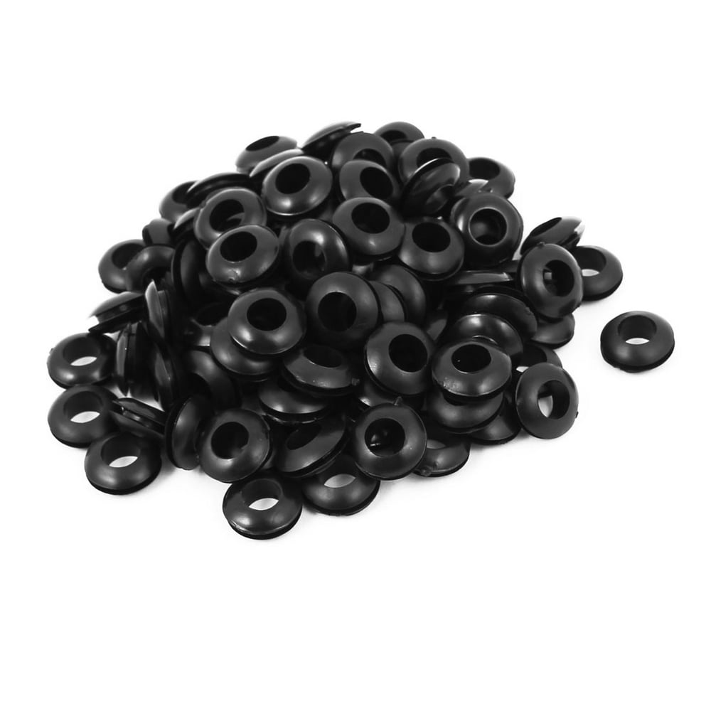 100 PCS 7mm Dia Double Sides Rubber Wire Grommets Gasket Ring Cable ...