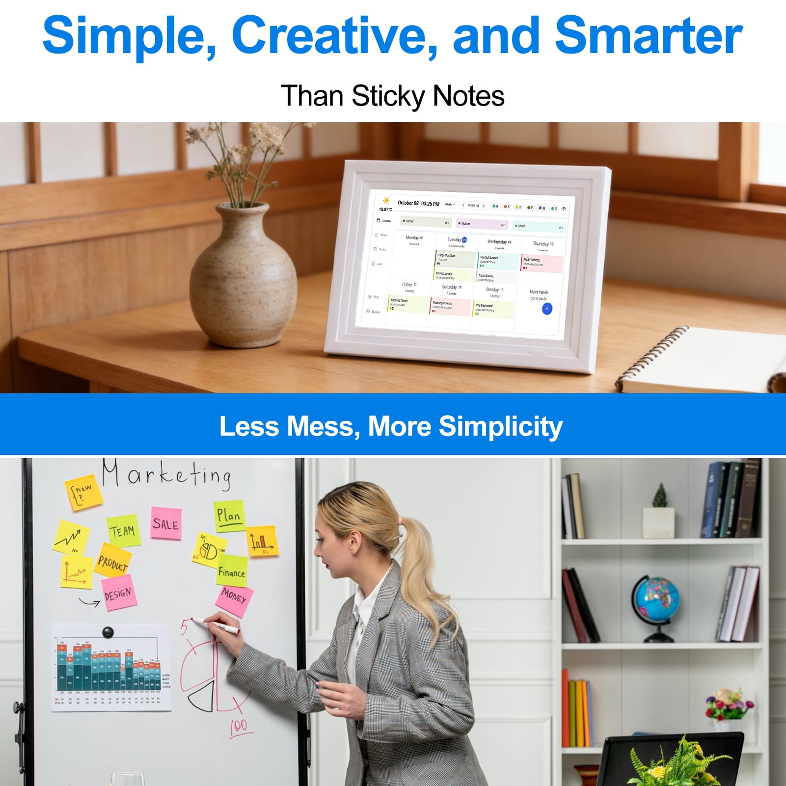 10.1 inch Wall Planner Digital Calendar & Chore Chart, WiFi Smart Touchscreen Interactive Display for Family Schedules/Meal Planner, Display Digital Calendar Great Gifts for Organizing Your 2026 Year