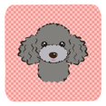 thumbnail image 1 of 3.5 x 3.5 In. Checkerboard Pink Silver Gray Poodle Foam Coasters, Set Of 4, 1 of 1