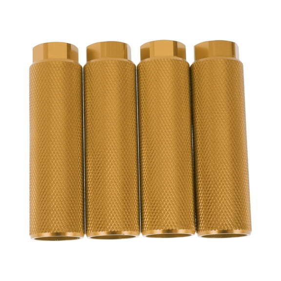 4 Pcs Aluminum Alloy Anti-Skid Bike Pegs 100mm Length Bicycle Backseats Stands Cycling Foot Pegs 3/8 inch Axles Gold Tone