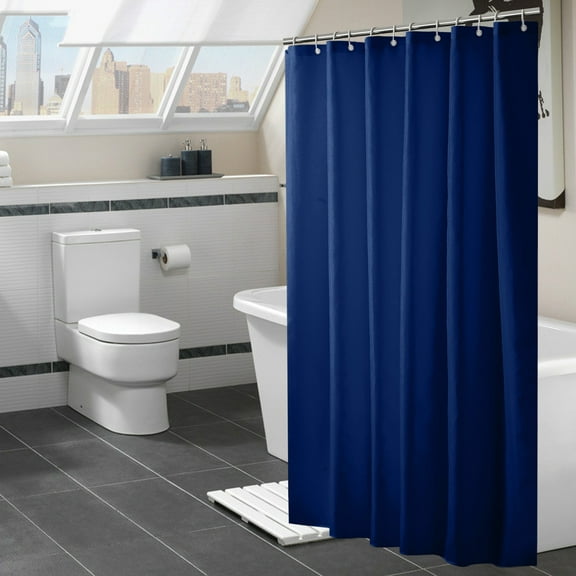 Modern Shower Curtain for Bathroom | 71x71 Inches Long Water Repellent Polyester Fabric | Includes 12 Hooks | Black, White, or Blue