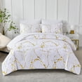thumbnail image 2 of Flymme White Marble Comforter Sets King Size 7 Pieces Bed in a Bag for Bedroom Gold Comforter Set with Sheets Luxury Soft Microfiber Bed Set for All Season, 2 of 8