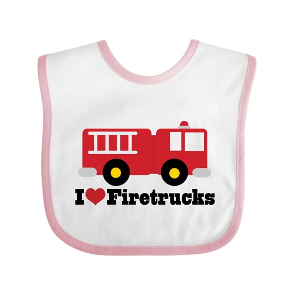 Inktastic I Heart Firetrucks Boys or Girls Baby Bib