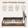 thumbnail image 4 of Full Bed Frame, Storage Headboard with Charging Station, Solid and Stable Platform Bed Frame with Noise Free, No Box Spring Needed, Easy Assembly, Black+Brown, 4 of 9