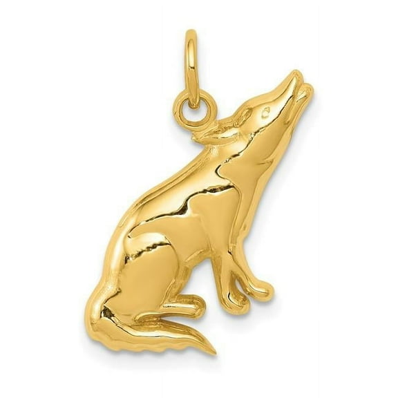 Finest Gold 14K Yellow Gold Wolf Charm