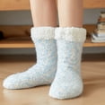 thumbnail image 3 of Zhaomeidaxi Winter Socks Non-slip Silicone Fleece Thickened Plus Velvet Tube Socks Sleep Socks Christmas Elements Warm Fluffy Slippers Carpet Snow Socks style3 1 Pair, 3 of 9