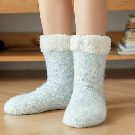 

GXSR Women s Slipper Socks Warm Fuzzy Fleece-lined Indoor Anti-Skid Floor Socks Christmas Gift