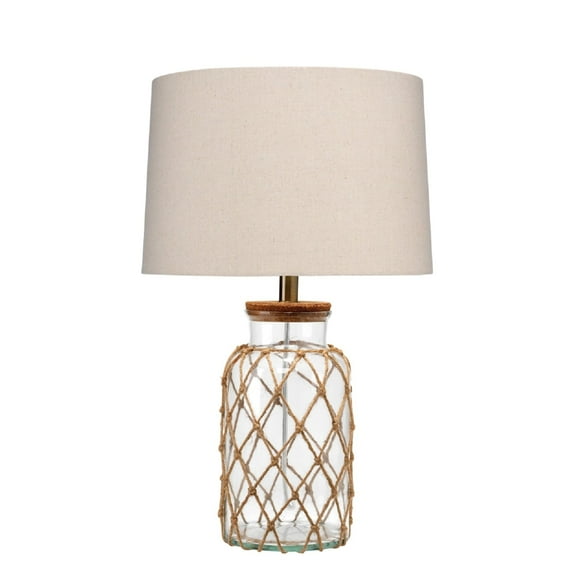 JandD Designs Coastal Rope and Glass Table Lamp in Clear and Natural Finish