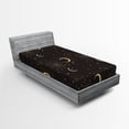 thumbnail image 2 of Ambesonne Celestial Fitted Sheet, Outer Space Moon Orbit, Twin XL Size, Charcoal Grey Pale Yellow, 2 of 5