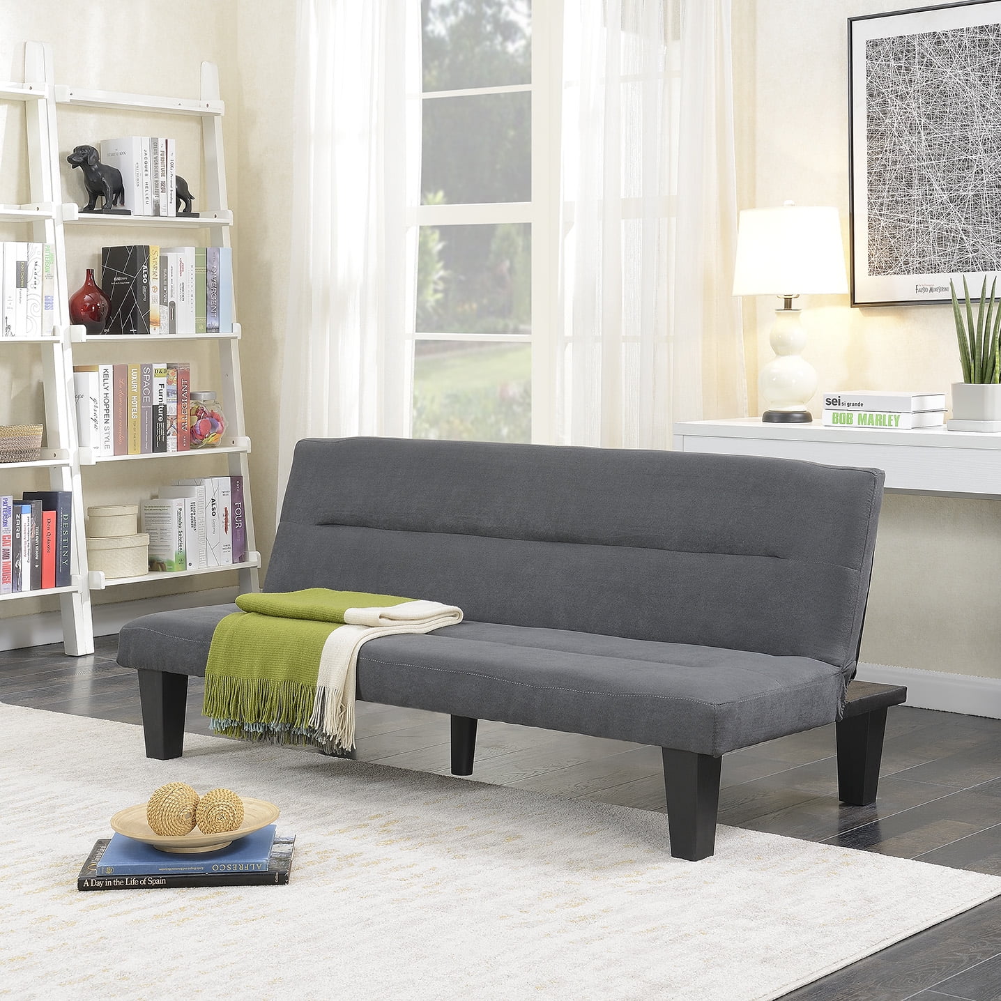 Belleze Multifunctional Futon Convertible Bed Upholstered Microfiber