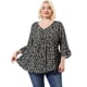 thumbnail image 4 of Women's Plus Size Blouse V Neck 3/4 Ruffle Sleeve PolDots Peplum Top Black 3X, 4 of 7