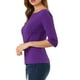 thumbnail image 4 of CAMISETAS CASUAL DE AJUSTE SLIM CON CUELLO BARCO Y MANGAS ALBARDADAS PARA MUJER INSPIRAR CHIC COLOR PÚRPURA PROFUNDO TALLA XL, 4 of 7