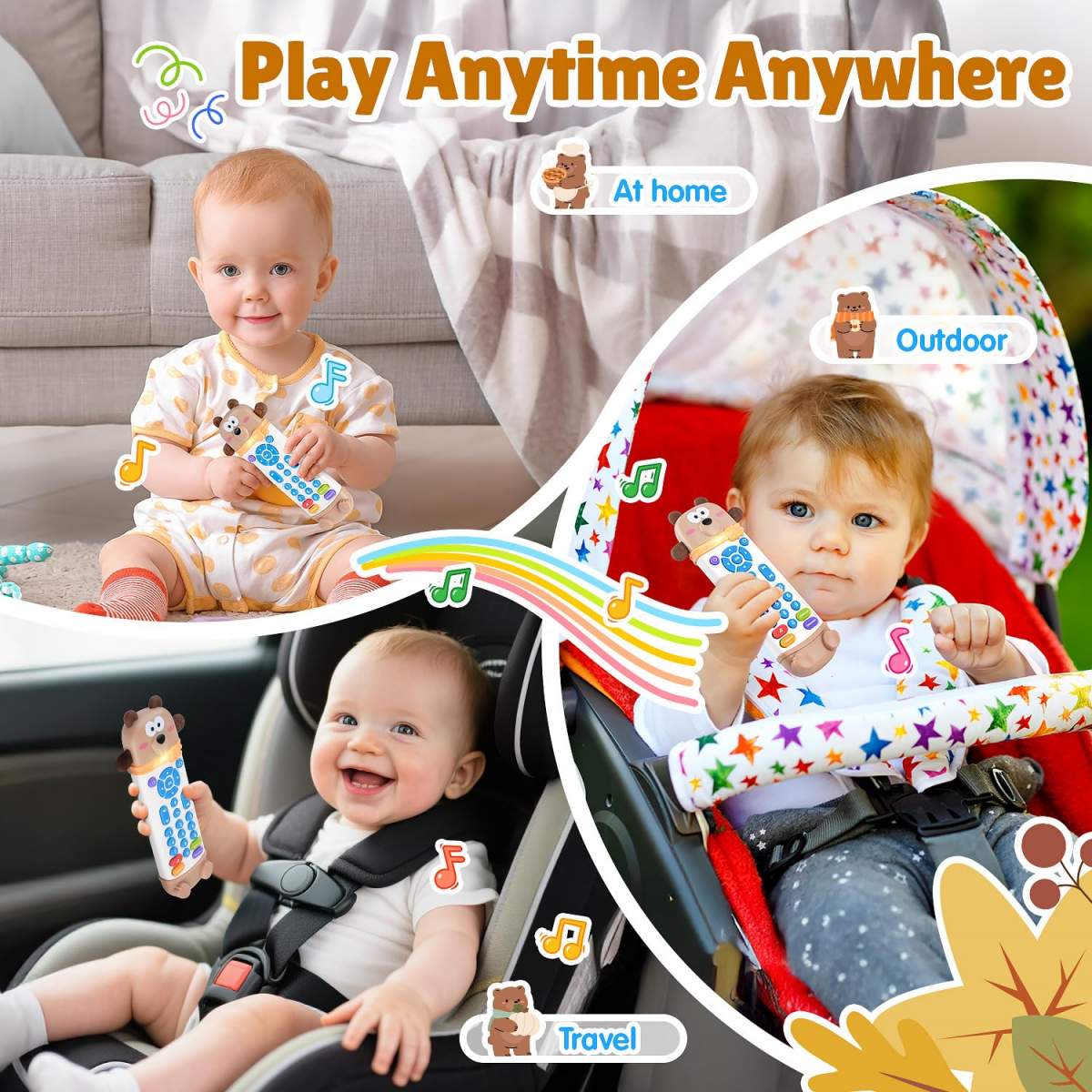 Baby Remote Control Toy with Silicone Teether, Remote Teether for Baby with Realistic Lights and Sounds - 3 Languages (English, Spanish & French), Baby Musical Toys Gifts for Boys Girls 6 Month+