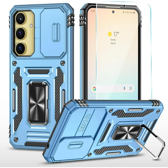 for Samsung Galaxy A55 5G Case with HD Screen Protector & Slide Camera Cover & Kickstand,A55 5G Phone Case [Military-Grade] for Samsung A55 (Z_Green)