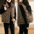 thumbnail image 2 of CYRBOKO Women's Quilted Puffer Vests, Full Zip Lightweight Sleeveless Thermal Winter Clothing Coffee Size 2XL, 2 of 9