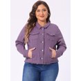 thumbnail image 2 of DARING DIVA Women's Plus Size Washed Front Frayed Classic Denim Jacket 2X Purple, 2 of 6