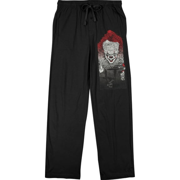 IT Movie 2017 Pennywise Clown Men's Black Graphic Sleep Pajama Pants-XX-Large