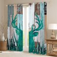 thumbnail image 2 of Turquoise Antler Curtains & Drapes Elk Deer Rustic Curtains,Woodland Animals Moose Blackout Curtains Lodge Cabin Wood Board Country Hunting Theme Reindeer Farmhouse Decor, 2 of 6