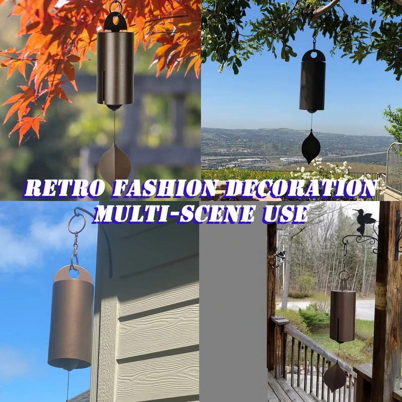 23.6" Metal Heroic Windbell, Retro Bell Single Tube Metal Hanging Wind Chime for Home House Yard Windows Balcony Garden Decorations(Brown)