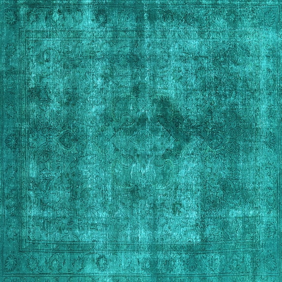 Ahgly Company Indoor Square Oriental Light Blue Industrial Area Rugs, 6' Square