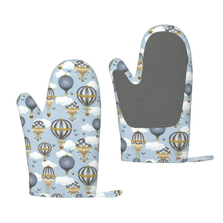 

Zeuib Balloon Vintage Print Oven Mitts Oven Gloves with Non-Slip Silicone Heat and Slip Resistant Cooking Mitt Set for Cooking and Baking (2 Count)