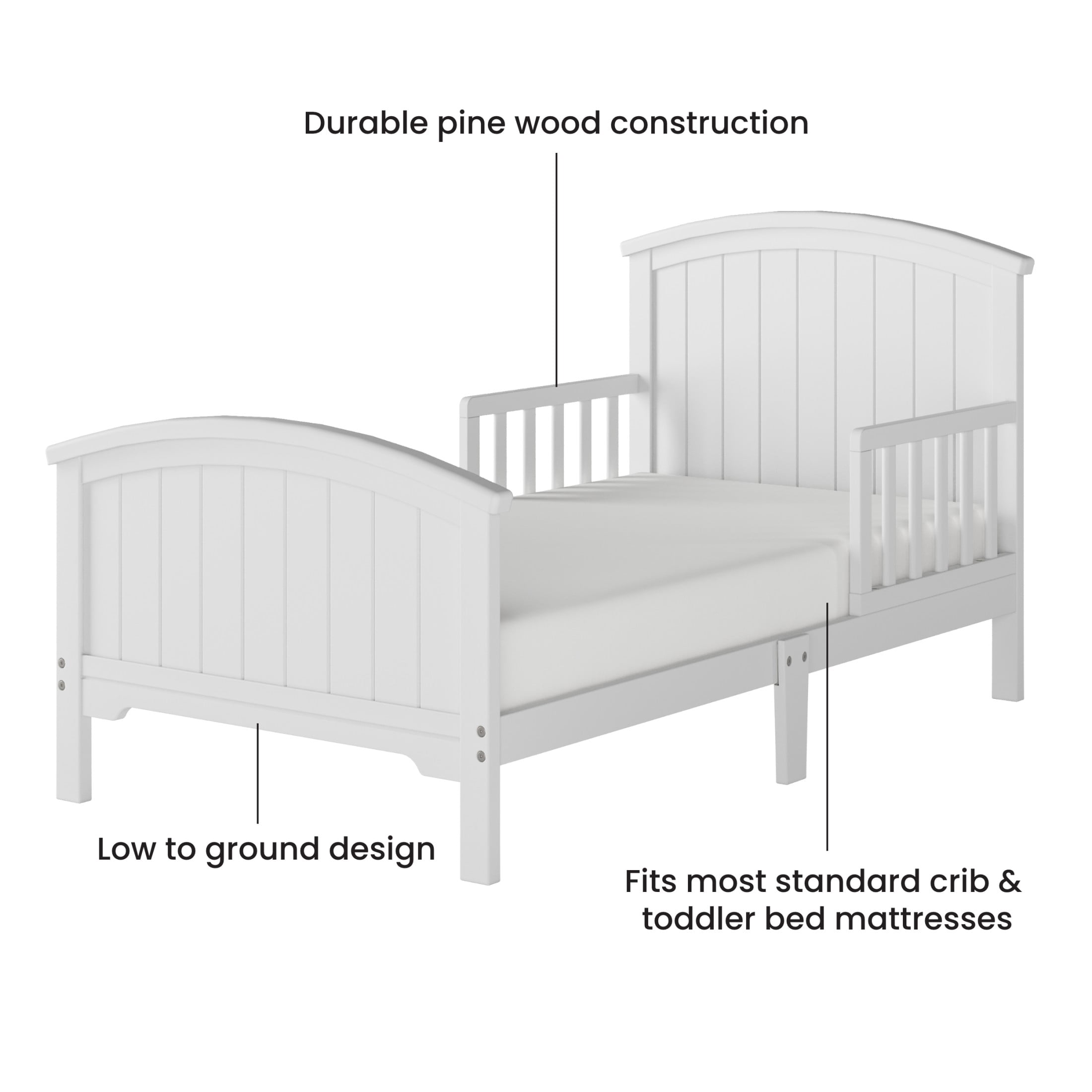 Child Craft Hampton Toddler Bed and Dresser Bedroom Set, Pine Wood Construction, Matte White, 2-Piece