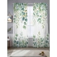 thumbnail image 2 of Sage Green Eucalyptus Leaves Sheer Curtains 2 Panels Set Spring Watercolor Botanical Sheer Window Curtains Light Filtering Rod Pocket Voile Drapes for Bedroom Living Room 52"X108", 2 of 8