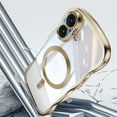 thumbnail image 3 of Magnetic For iPhone 17 Phone Case,Cute Wavy Frame,Compatible with Mag-safe,Ultra Slim Shockproof Anti-fall Protection,Rugged Durable Electroplated Bumper Thin Phone Case,Gold, 3 of 6