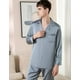 thumbnail image 3 of Pijamas Manga Larga Casual Solapa Satén Para Hombre Conjunto, 3 of 8