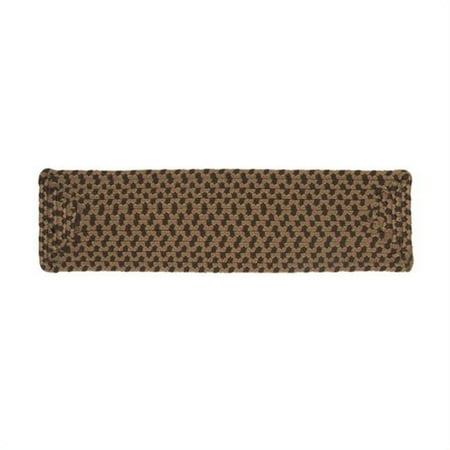 Colonial Mills 28" Brown, Green and Beige Handmade Braided Stair Tread Rug