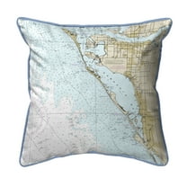 Betsy Drake HJ11424S Sarasota Bay, FL Nautical Map Large Corded Indoor & Outdoor Pillow - 18 x 18 in.