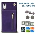 thumbnail image 6 of Crossbody Phone Case for iPhone XR Case with Card Holder for Women,iPhone XR Case Wallet with Strap Lanyard for Men,PU Leather Magnetic Clasp with Kickstand 6.1", Purple, 6 of 18