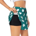 thumbnail image 3 of Lsque Teal And White Polka Dot Printed Women's Running Shorts with Liner Pockets,Elastic Quick Dry Workout Athletic Gym Yoga Shorts,Womens High Waist Shorts-Large, 3 of 9