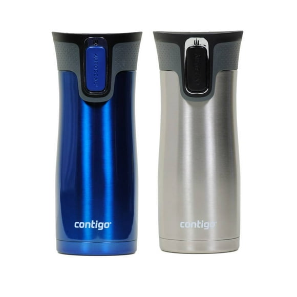 Contigo West Loop Stainless Steel Vacuum-Insulated Travel Mug with Spill-Proof Lid 16 Ounces Monaco; Stainless Steel 2-Pack