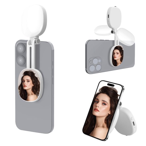 Rechargeable Magnetic LED Circular Light For Smartphone Rotation 270° Tilt Selfie Reflector Compact Studio Lighting Typ