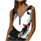 thumbnail image 2 of ICHUANYI Clearance Women Fashion Summer Sexy Fold Printed Regular Sleeveless V Neck Button Top(White, L) ICHUANYI WER2023080813031, 2 of 5