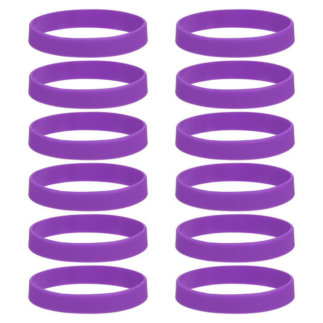 12Pcs Silicone Rubber Bands Non-slip 4 Inch Flat for Books, Purple