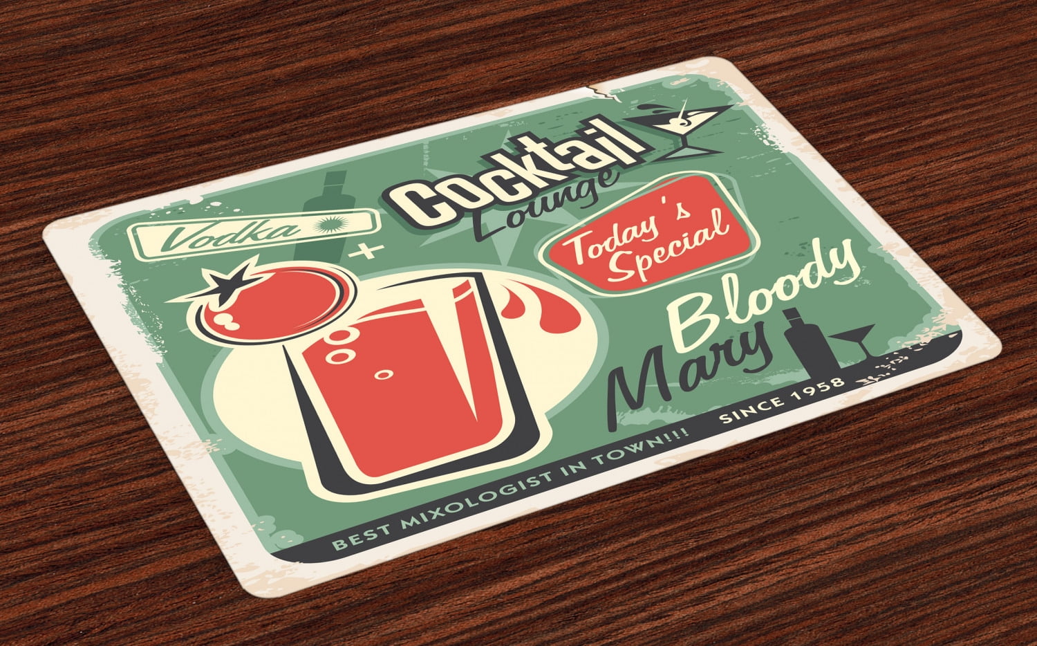 Retro Placemats Set of 4 Nostalgic Poster Bar Art for Today's Special