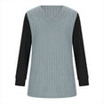 thumbnail image 5 of WCMZJ V Neck Long Sleeve Shirts for Women Color Block Casual Fall Tops Lightweight Tunic Sweaters Fashion Clothes 2024 Light Blue XXL, 5 of 6