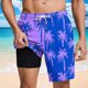thumbnail image 2 of Pantalones Cortos para Hombre Cintura Elástica con Bolsillos, Forro de Impresión de Moda Casual para la Playa, Al Aire Libre Y el Uso Diario, 2 of 6